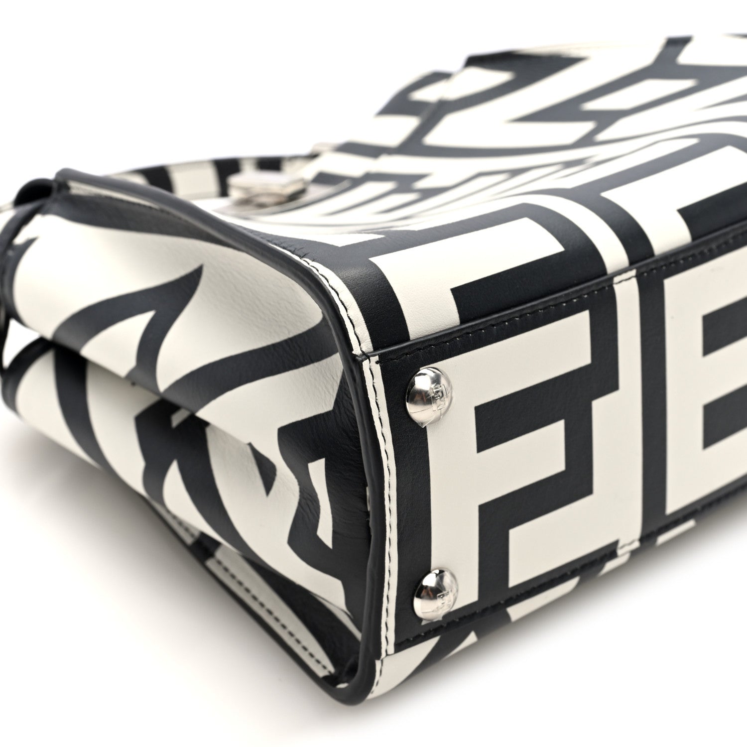 Fendi X MARC JACOBS Nappa Mini Peekaboo I SEE U Satchel Black White 7 of 10
