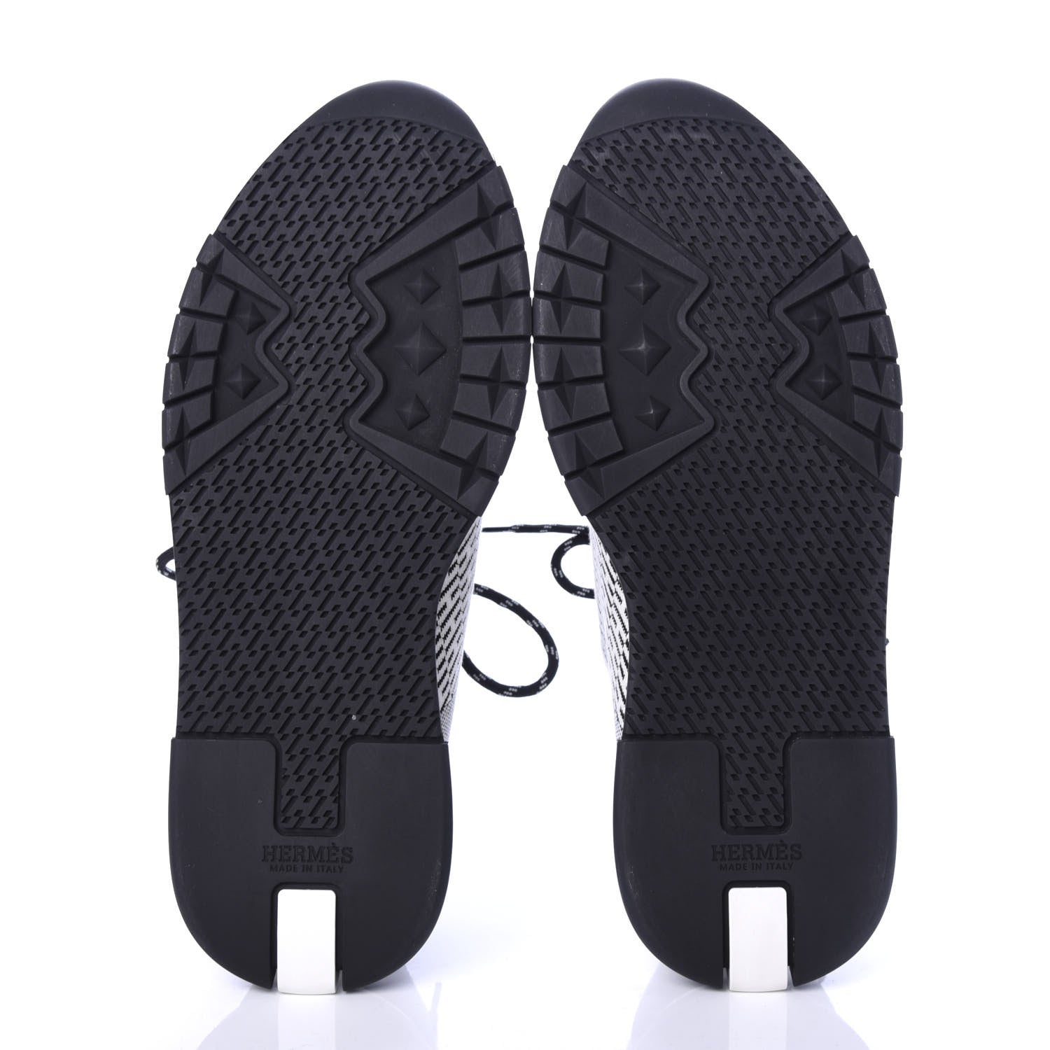 Hermes Knit Goatskin Mens Addict Sneakers 46 Black White 5 of 9