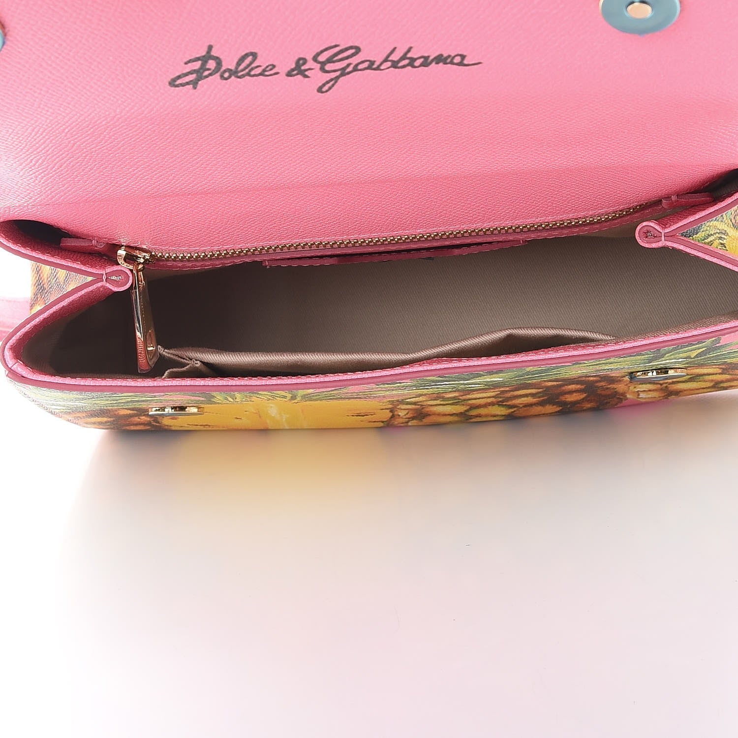 Dolce & Gabbana Dauphine Pineapple Print Medium Miss Sicily Satchel Rosa 5 of 9