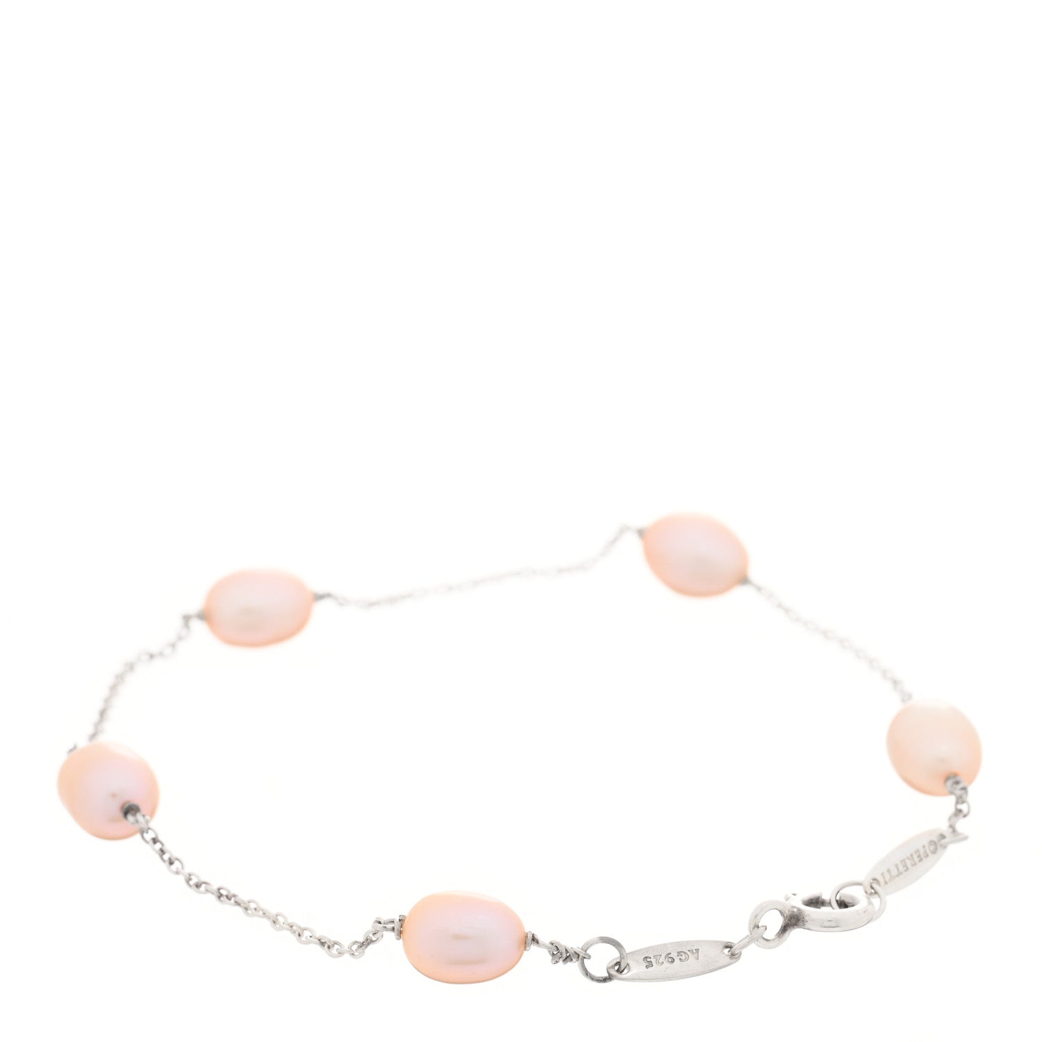 Tiffany Sterling Silver Pink Pearl Elsa Peretti Pearls By The Yard Bracelet 2 of 3