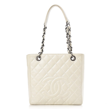 Chanel Caviar Quilted Petit Shopping Tote PST White 1 of 20
