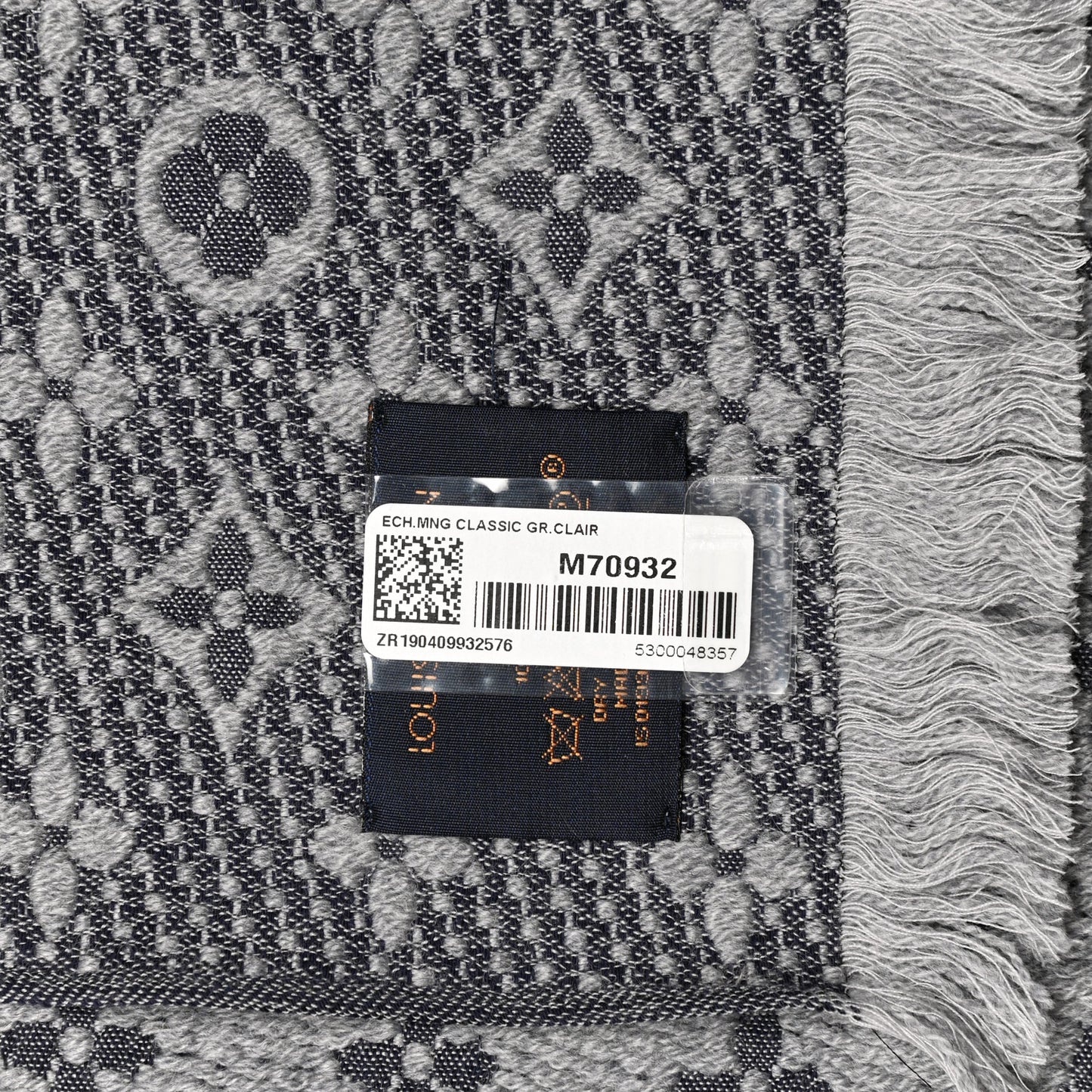 Wool Monogram Classic Scarf Grey