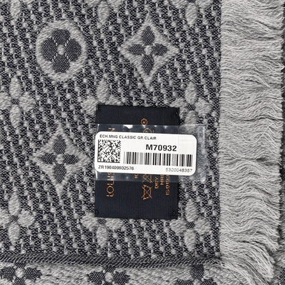 Louis Vuitton Wool Monogram Classic Scarf Grey 3 of 3