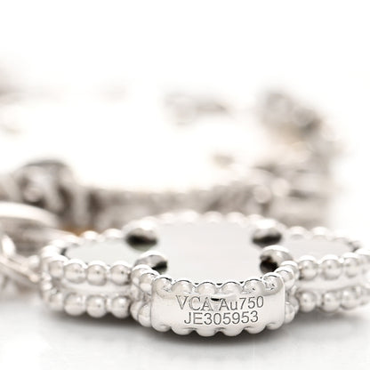 Van Cleef & Arpels 18K White Gold Mother of Pearl Chalcedony 6 Motifs Magic Alhambra Necklace 4 of 4
