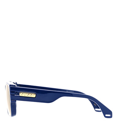 Gucci Acetate Rectangle Frame Web Sunglasses GG0664S Blue 3 of 8