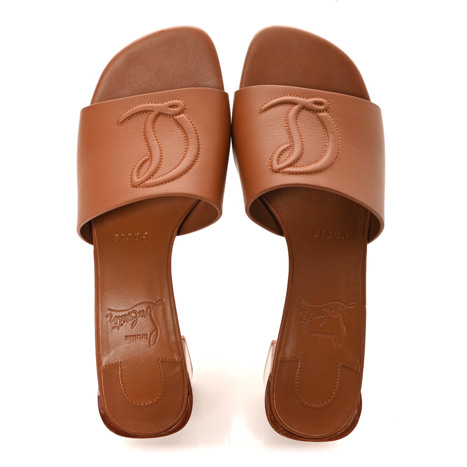 Christian Louboutin Calfskin Logo Embossed So CL 55 Mule 36 Cuoio 2 of 8