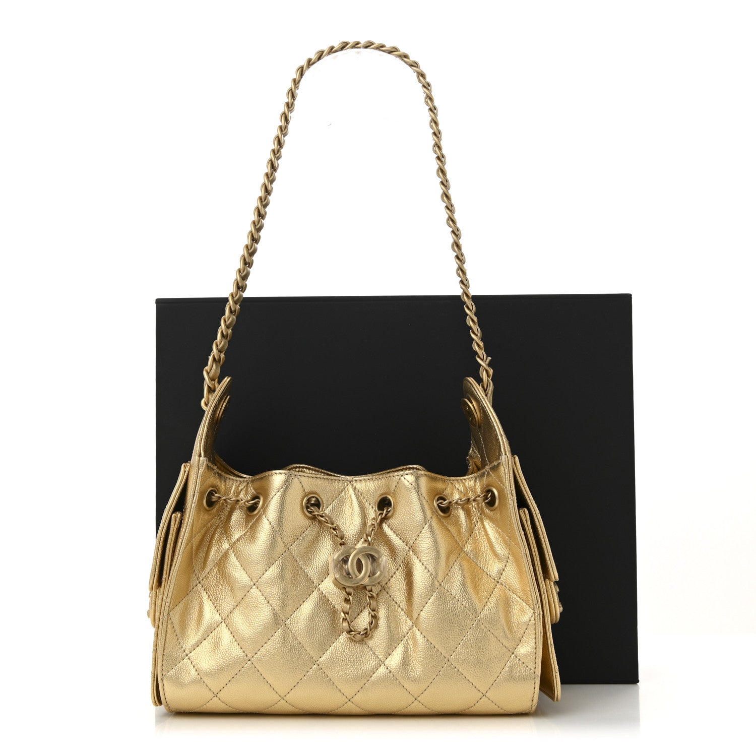Chanel Metallic Caviar Quilted Mini Chanel 25 Handbag Gold 11 of 11