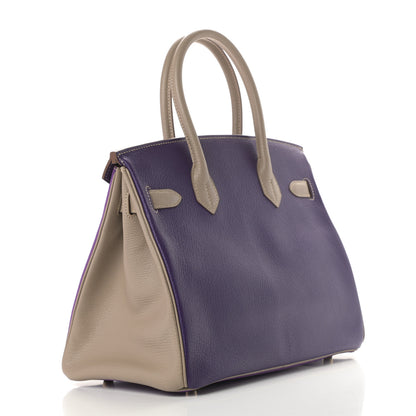 Hermes Chevre Mysore Horseshoe Birkin 30 Parme Violet Gris Tourterelle 3 of 13