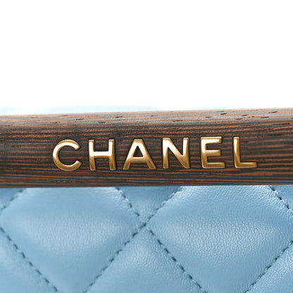 Chanel Lambskin Quilted Small Wenge Wood Flap Light Blue 8 of 10