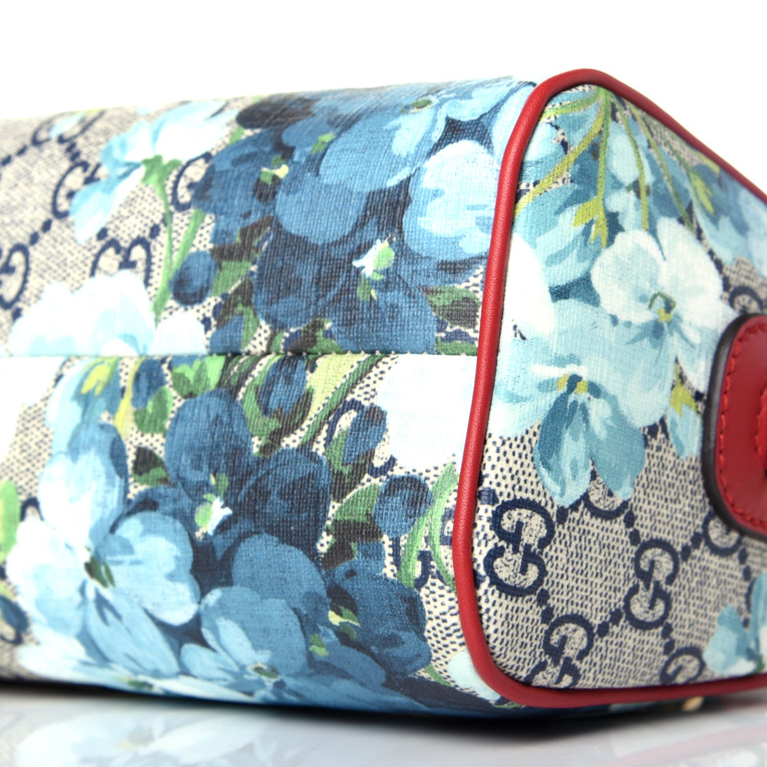 Gucci GG Supreme Monogram Blooms Mini Boston Navy Blue Hibiscus 10 of 10
