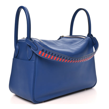Hermes Swift Epsom Lindy 30 Tressage De Cuir Bleu Brighton Bleu Sapphire Capucine 3 of 10