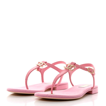 Chanel Lambskin CC Logo Thong Sandals 40 Pink 3 of 10