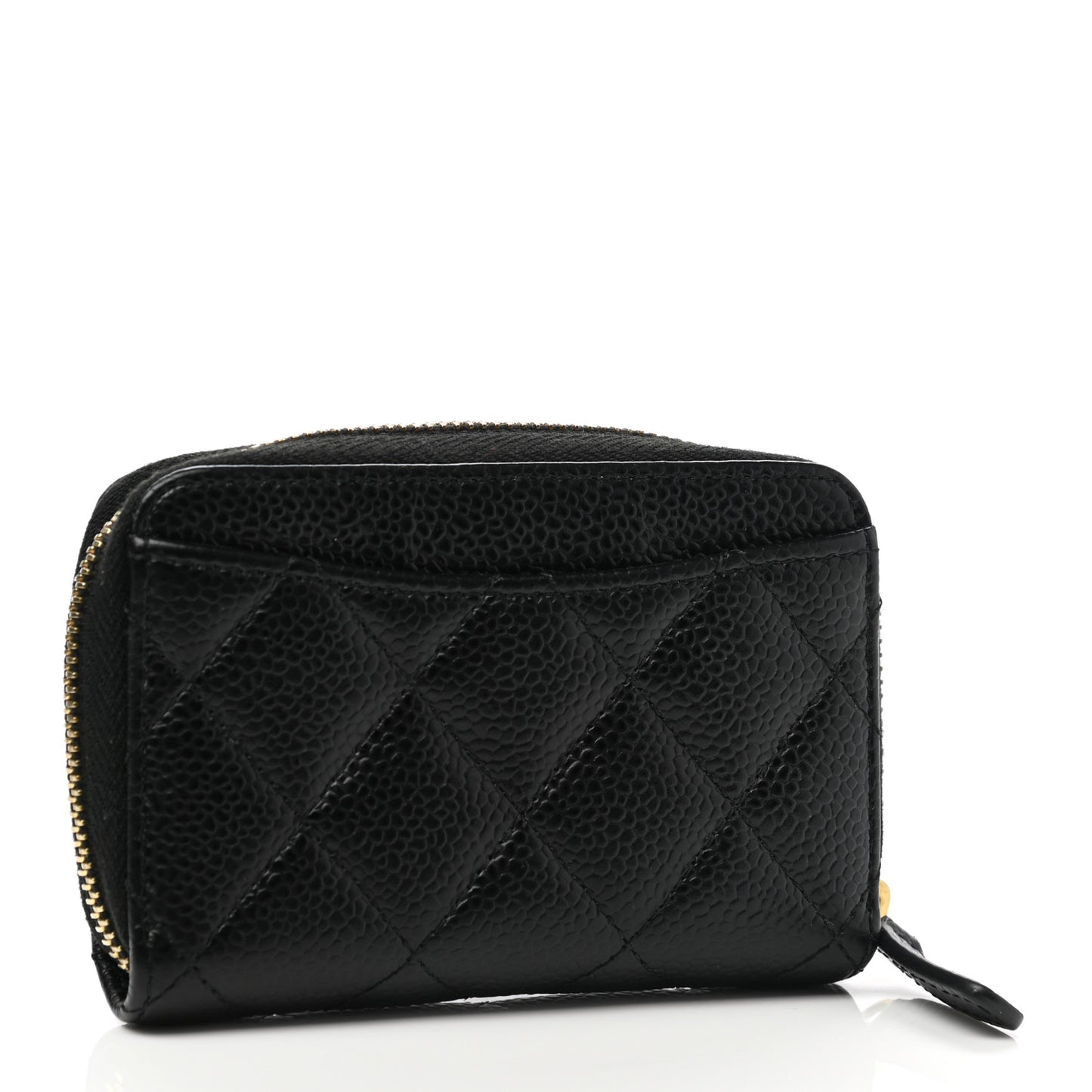 Caviar Quilted Zip Coin Purse Black