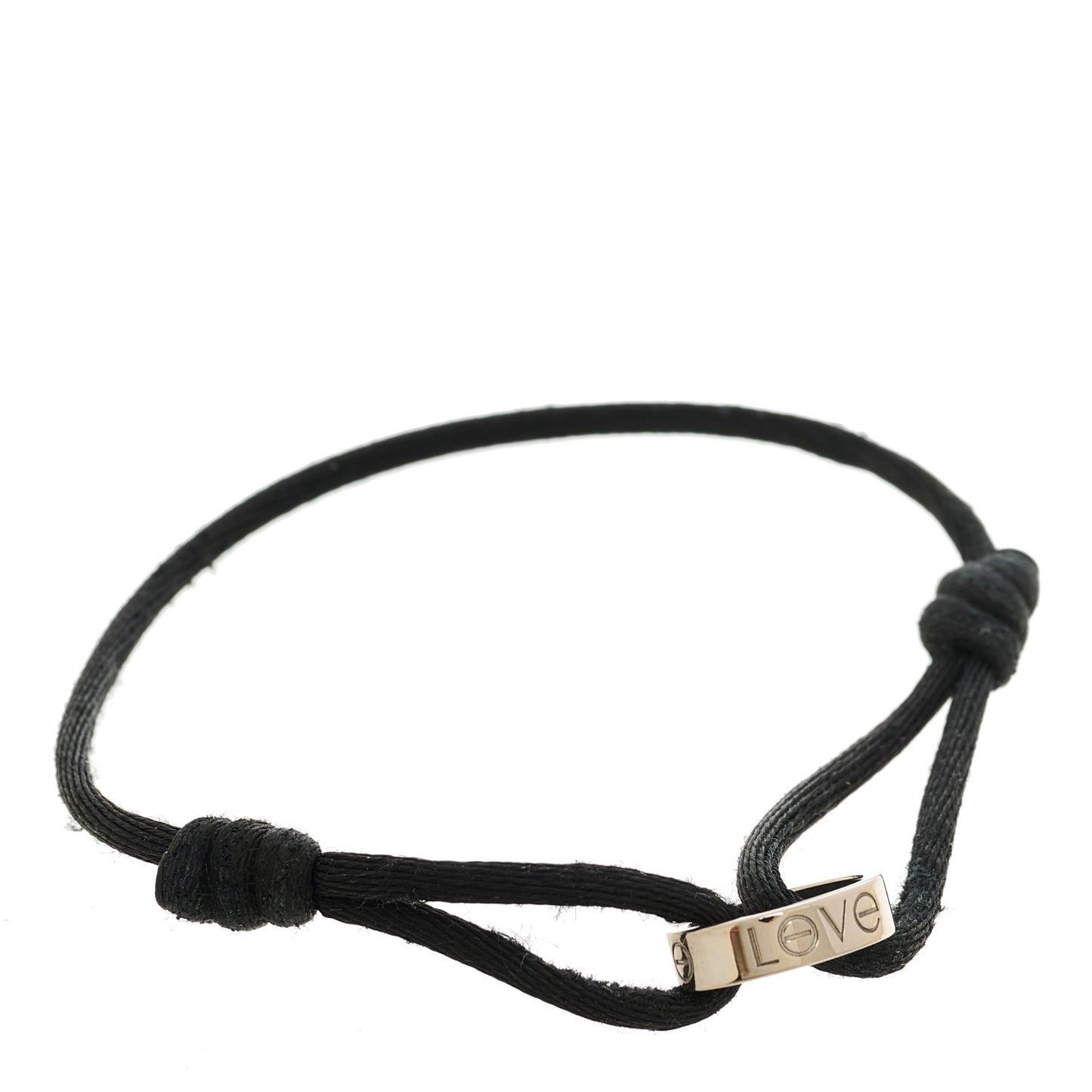 18K White Gold Charity LOVE Adjustable Cord Bracelet Black