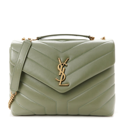 Saint Laurent Calfskin Y Quilted Monogram Small Loulou Chain Satchel Light Sage 1 of 11
