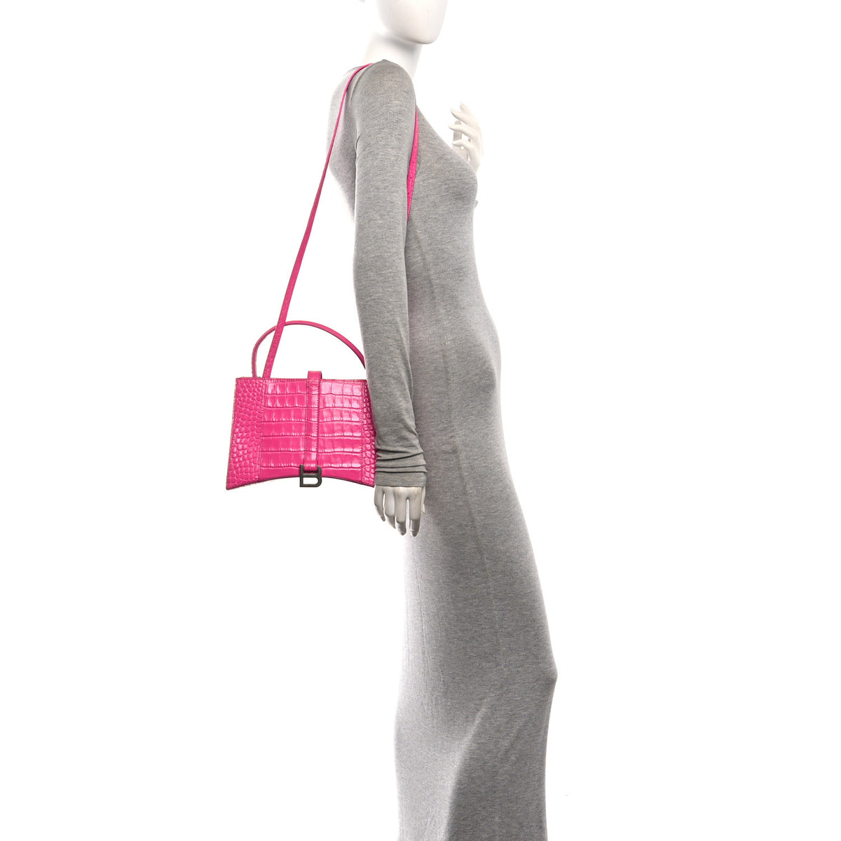 Grained Calfskin XS Hourglass East West Tote Lipstick Pink