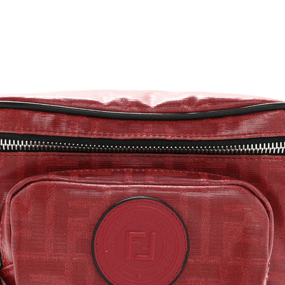 Fendi Glazed Fabric Vitello Century FF 1974 Stamp Patch Pocket Belt Bag Rosso 8 of 13