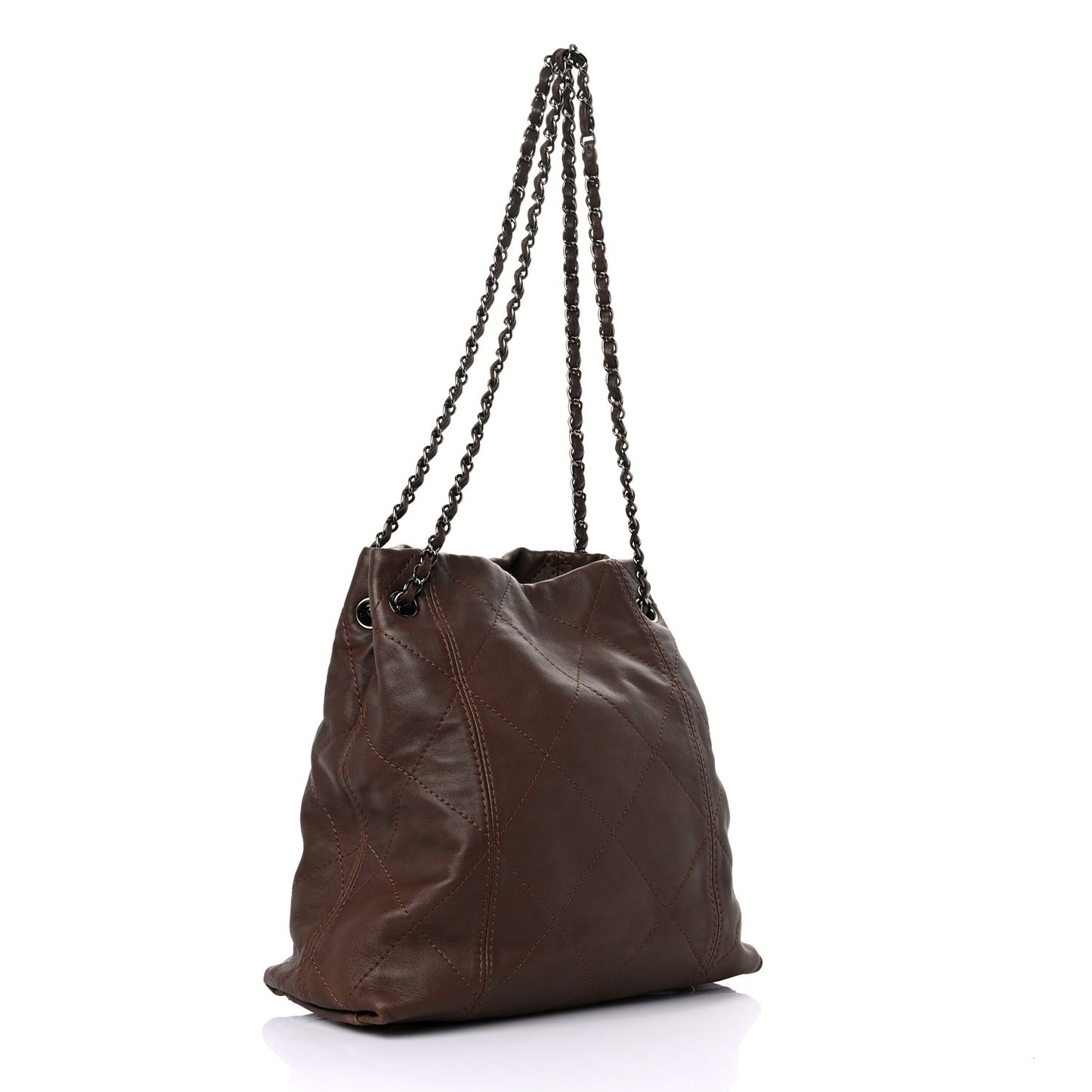 Lambskin Soft Touch Shoulder Bag Dark Brown