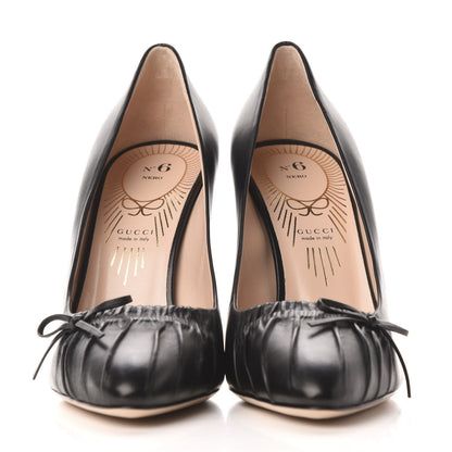 Gucci Nappa Bow High Heel Pumps 38.5 Black 2 of 9