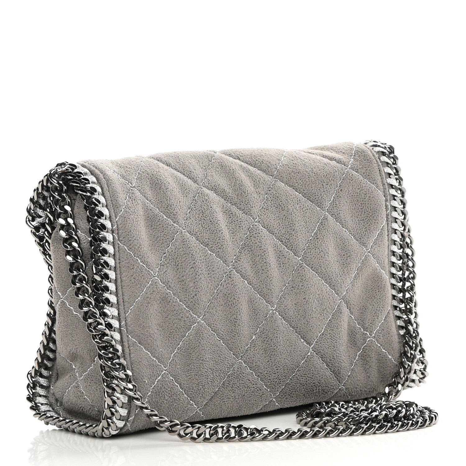 Stella McCartney Shaggy Deer Quilted Mini Falabella Grey 3 of 10