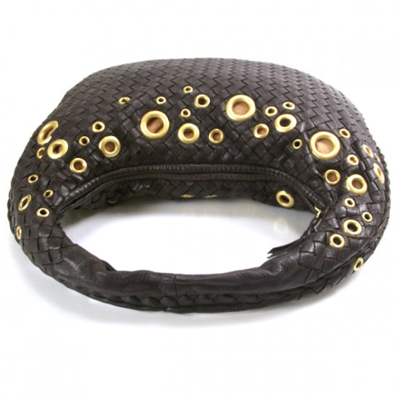 Bottega Veneta Leather Woven Rivet Veneta Medium Hobo Ebano 6 of 8