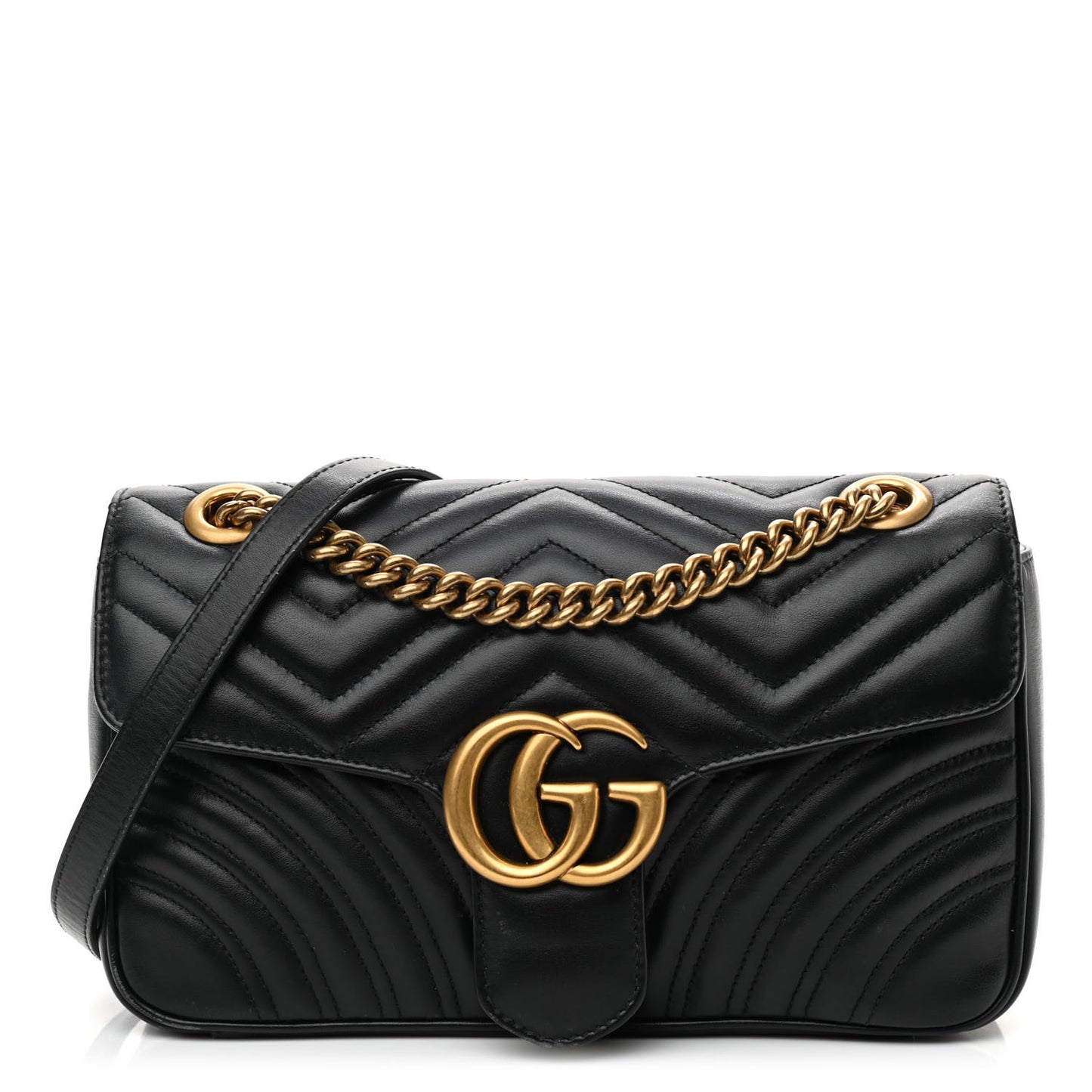 Calfskin Matelasse Small GG Marmont Shoulder Bag Black