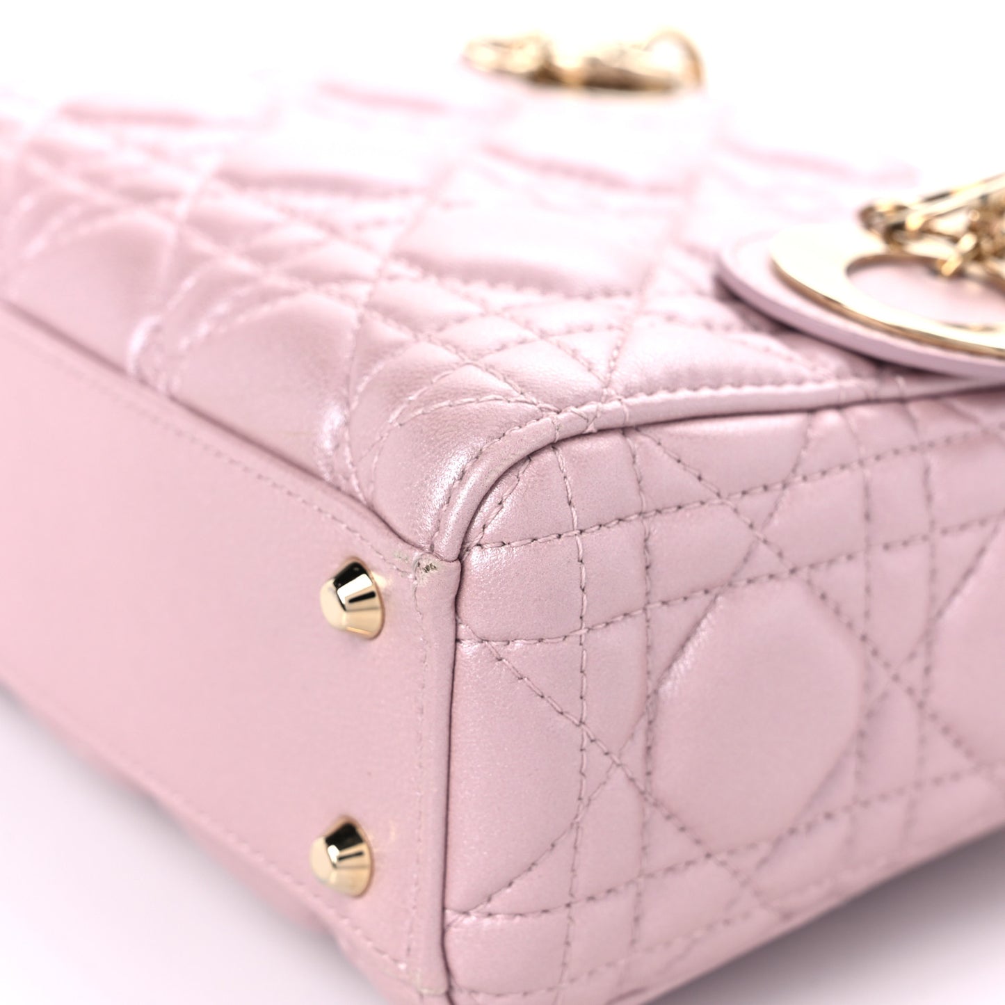 Metallic Lambskin Cannage Mini Lady Dior Lotus