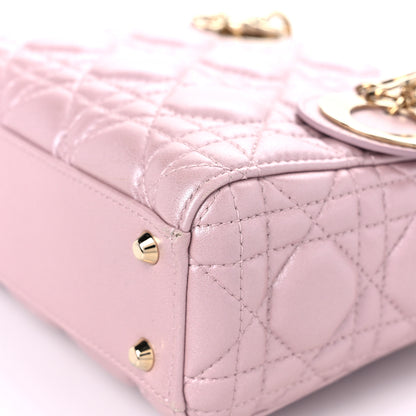 Christian Dior Metallic Lambskin Cannage Mini Lady Dior Lotus 7 of 17