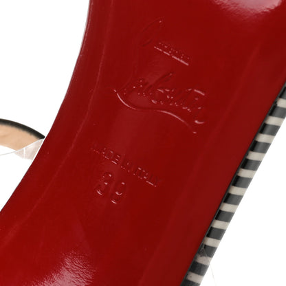 Christian Louboutin Patent PVC Striped Illusion Jonatina 100 Sandals 39 Black White 7 of 7