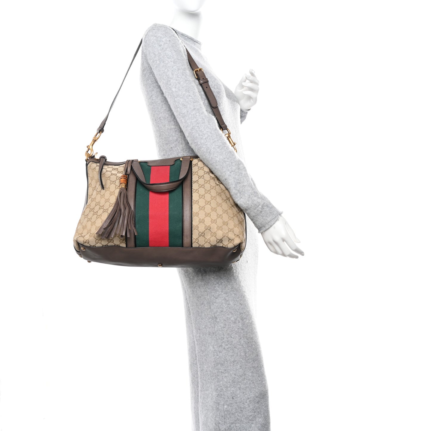 Monogram Web Medium Rania Top Handle Bag Brown