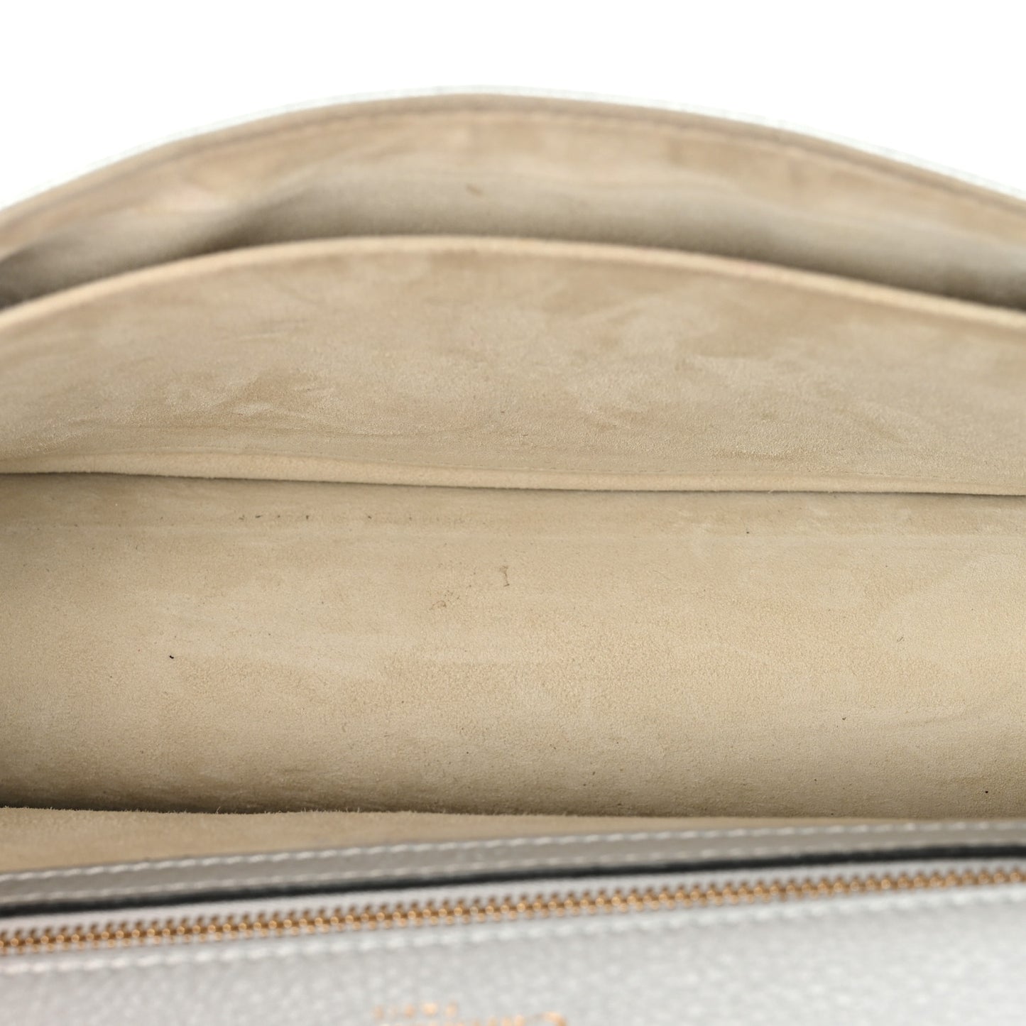 Metallic Grained Calfskin Medium Diorama Flap Bag Silver