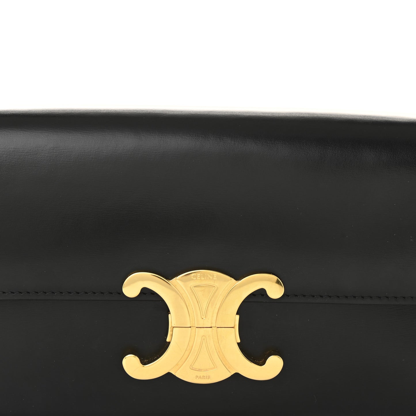 Shiny Calfskin Triomphe Shoulder Bag Black