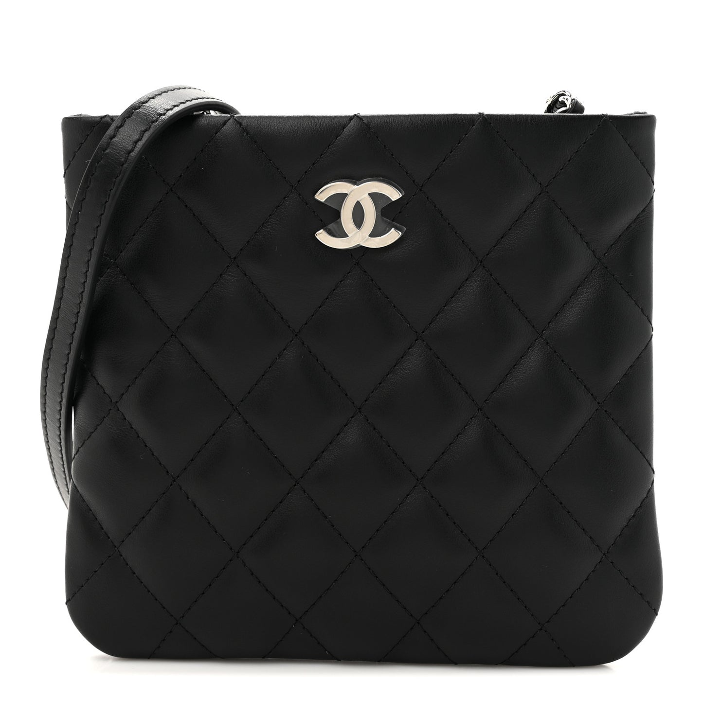 Lambskin Quilted Crossbody Bag Black