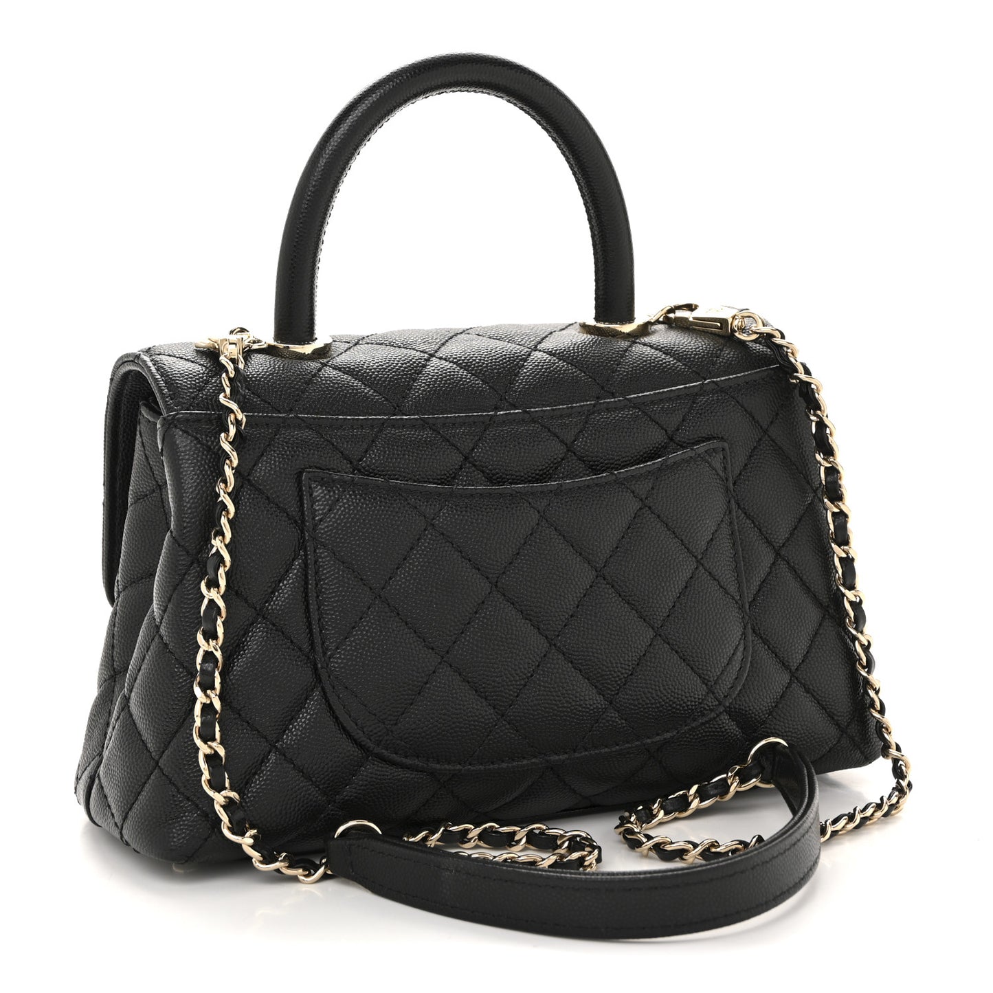 Caviar Quilted Mini Coco Handle Flap Black