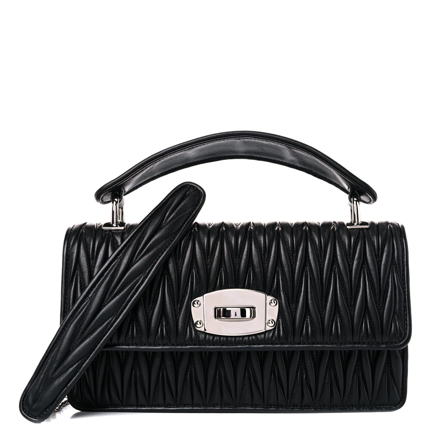Nappa Matelasse Top Handle Chain Crossbody Black