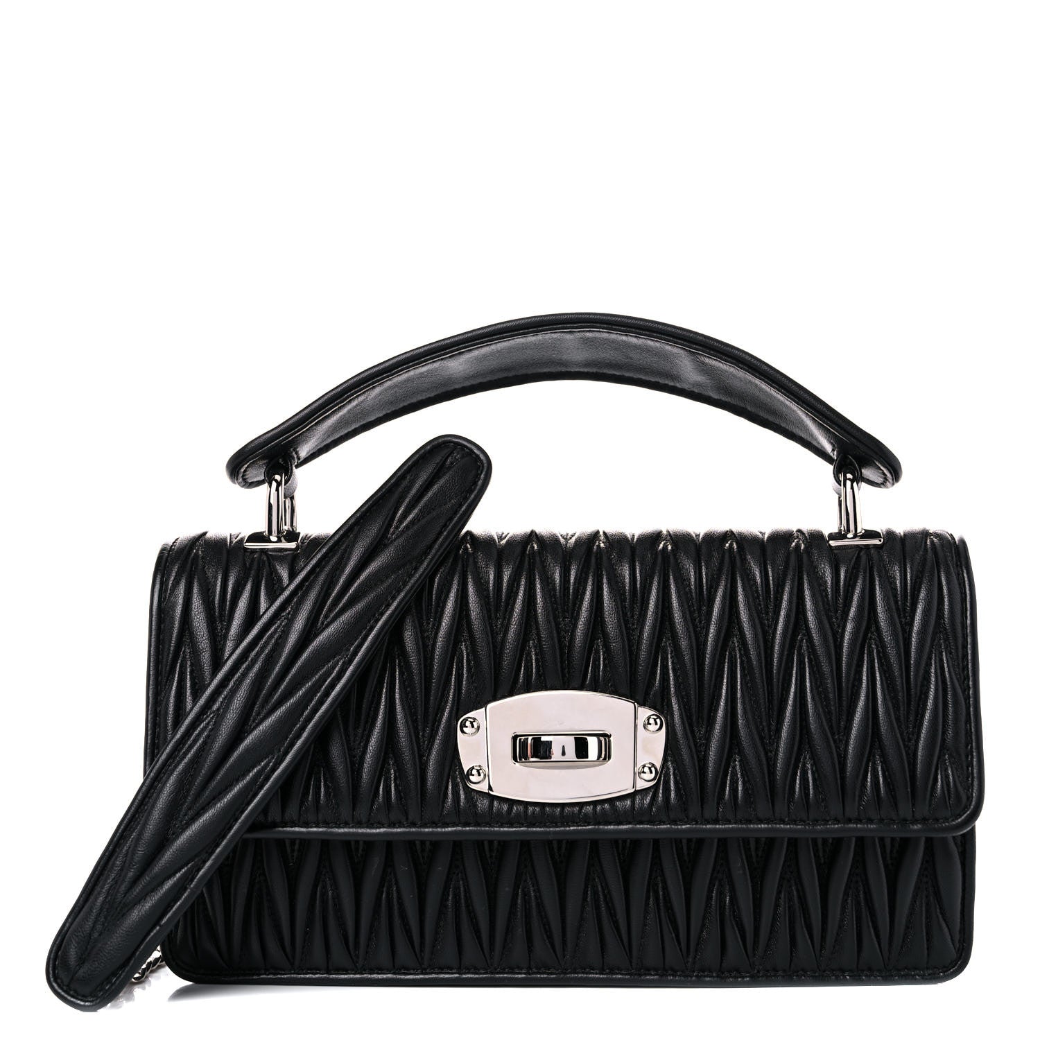 Miu Miu Nappa Matelasse Top Handle Chain Crossbody Black 1 of 10