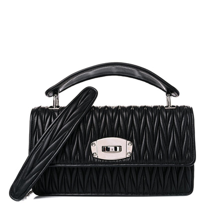 Miu Miu Nappa Matelasse Top Handle Chain Crossbody Black 1 of 10
