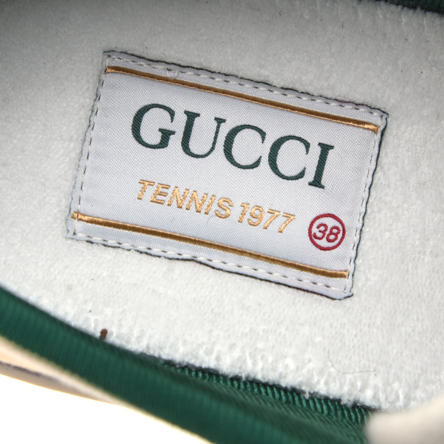 Canvas Web GG Apple Womens 1977 Tennis Sneakers 38 Ivory Red Mystic White New Shamarock