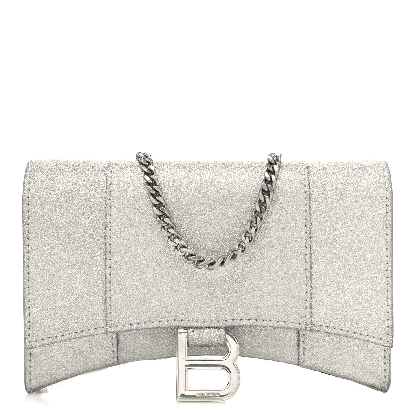 Sparkling Fabric XS Hourglass Wallet On Chain Silver