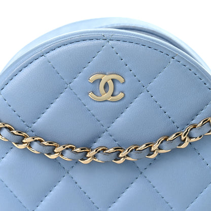 Chanel Lambskin Quilted Round Clutch With Chain Light Blue 8 of 11