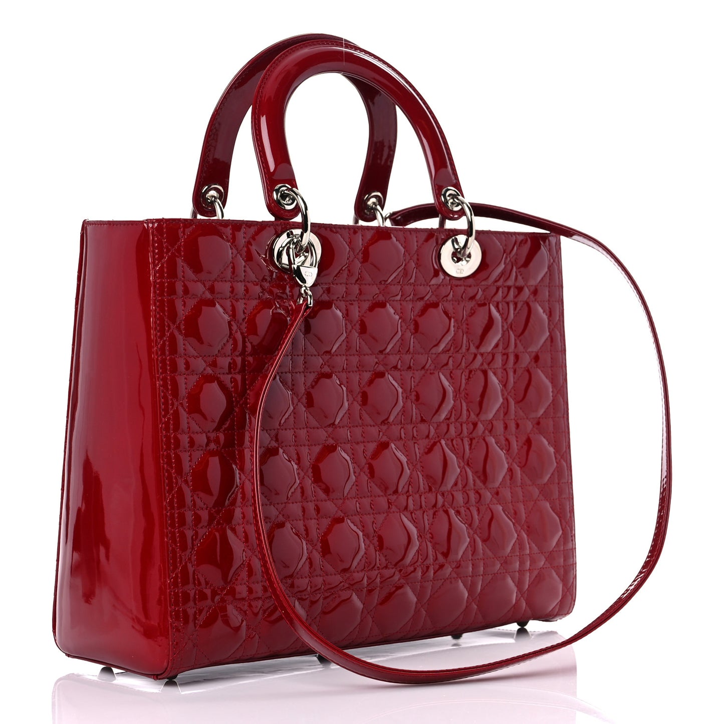 Patent Cannage Large Lady Dior Red