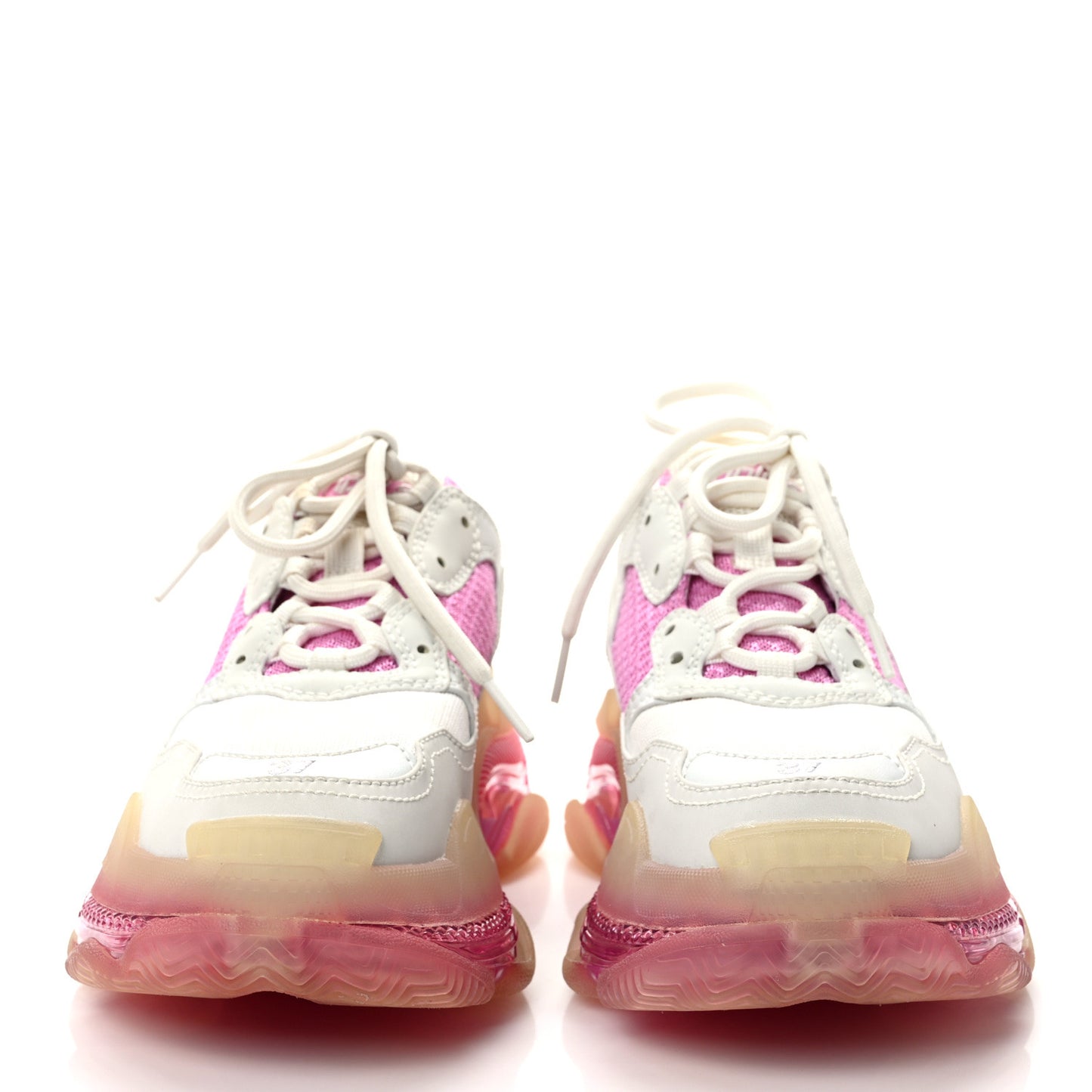 Fabric Mesh Clear Sole Womens Triple S Sneakers 37 White Pink