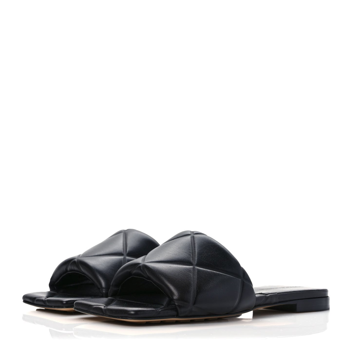 Nappa Quilted Rubber Lido Flat Sandals 37 Black