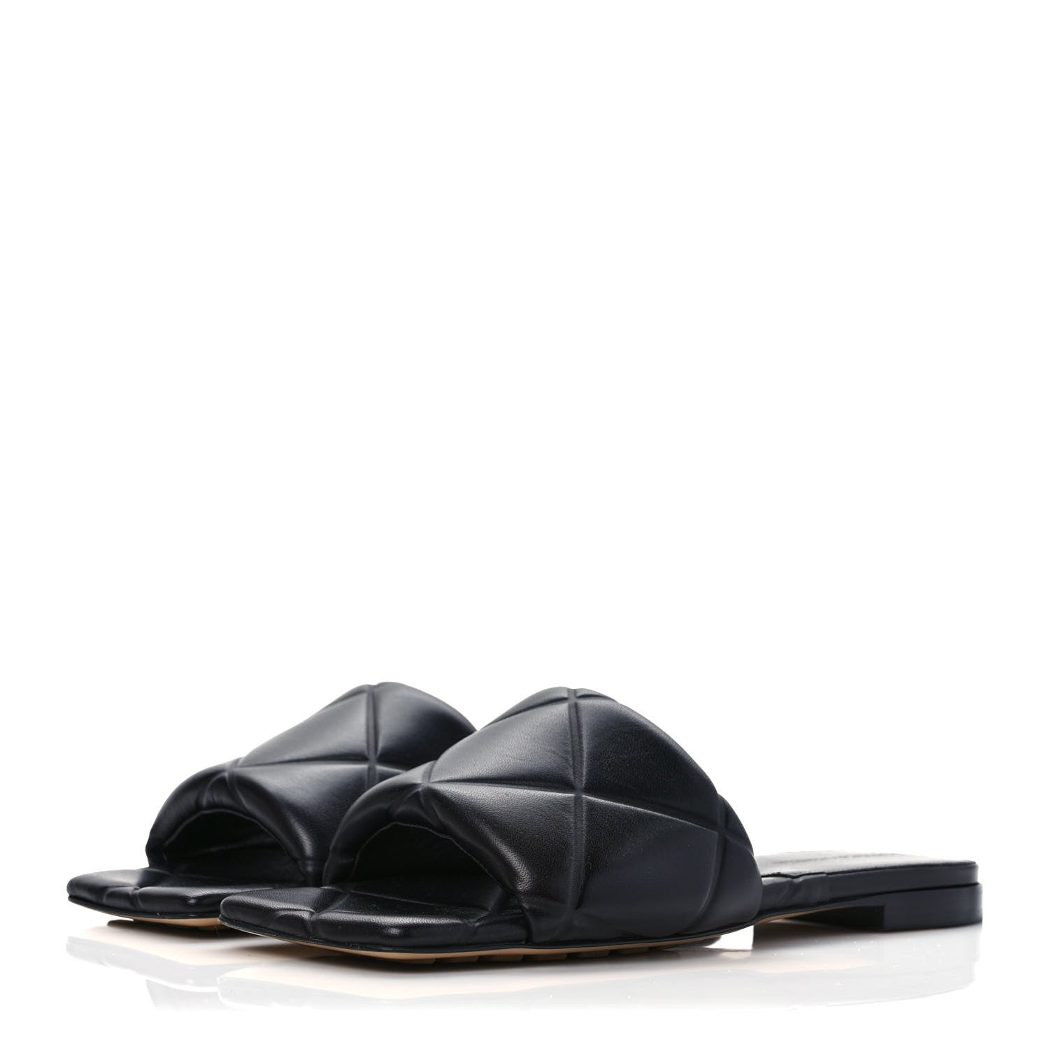 Bottega Veneta Nappa Quilted Rubber Lido Flat Sandals 37 Black 3 of 8
