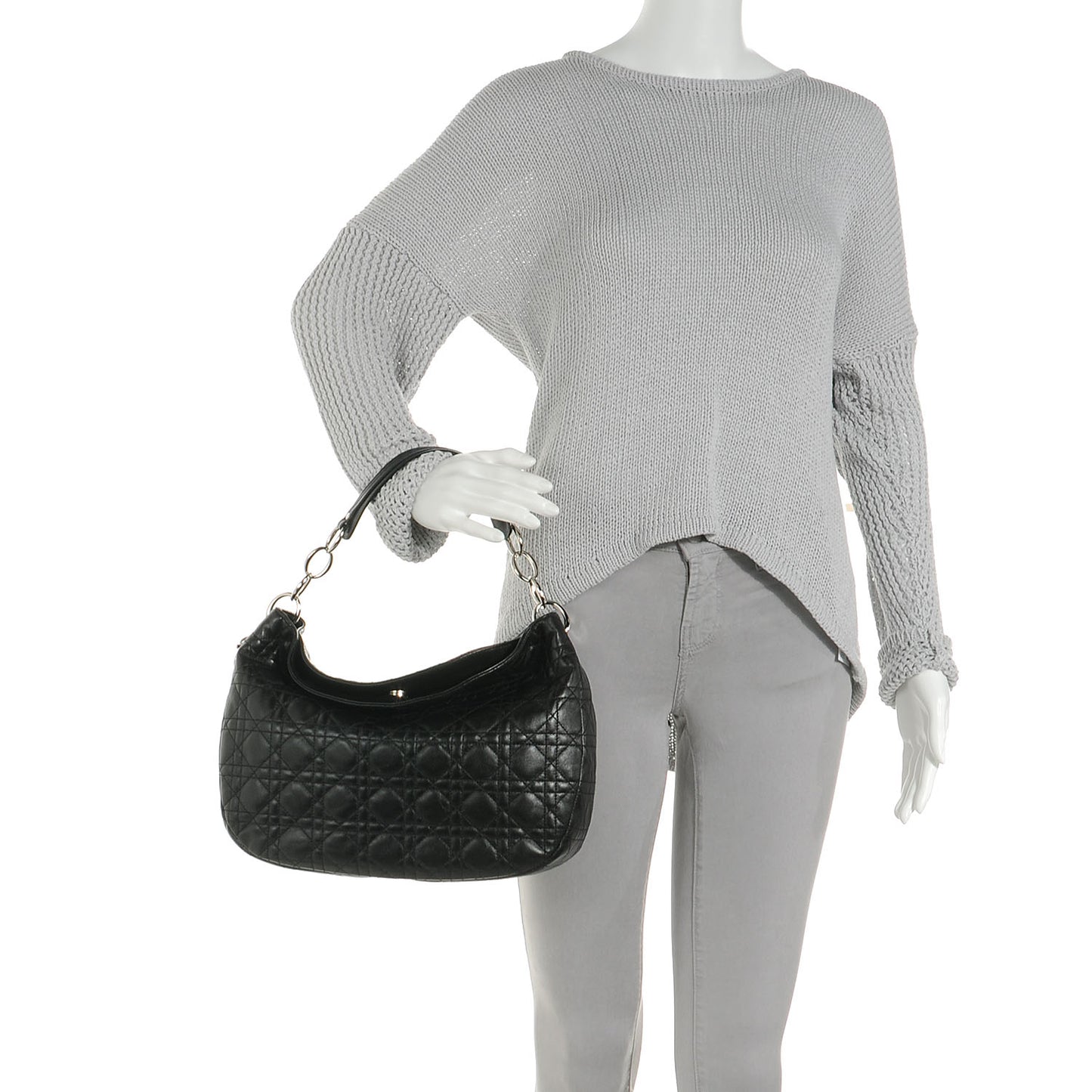 Lambskin Cannage Medium Dior Soft Hobo Black