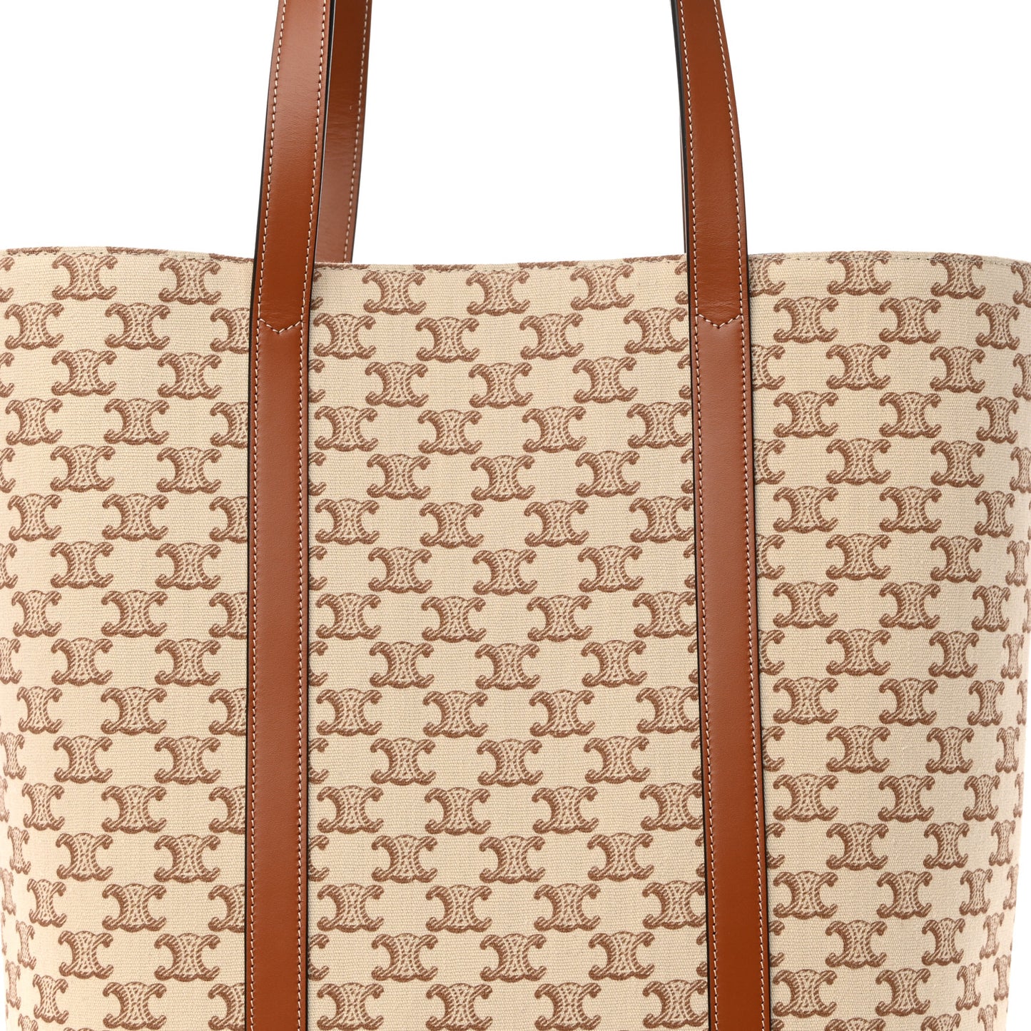 Triomphe Canvas Calfskin Museum Bag White