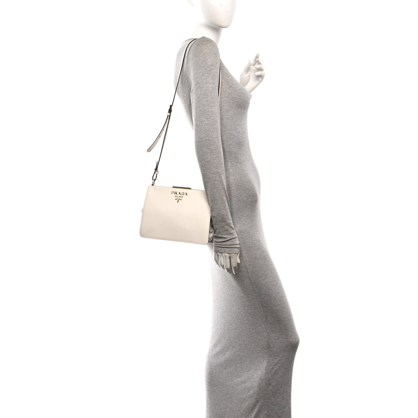 Saffiano City Calf Light Frame Bag White