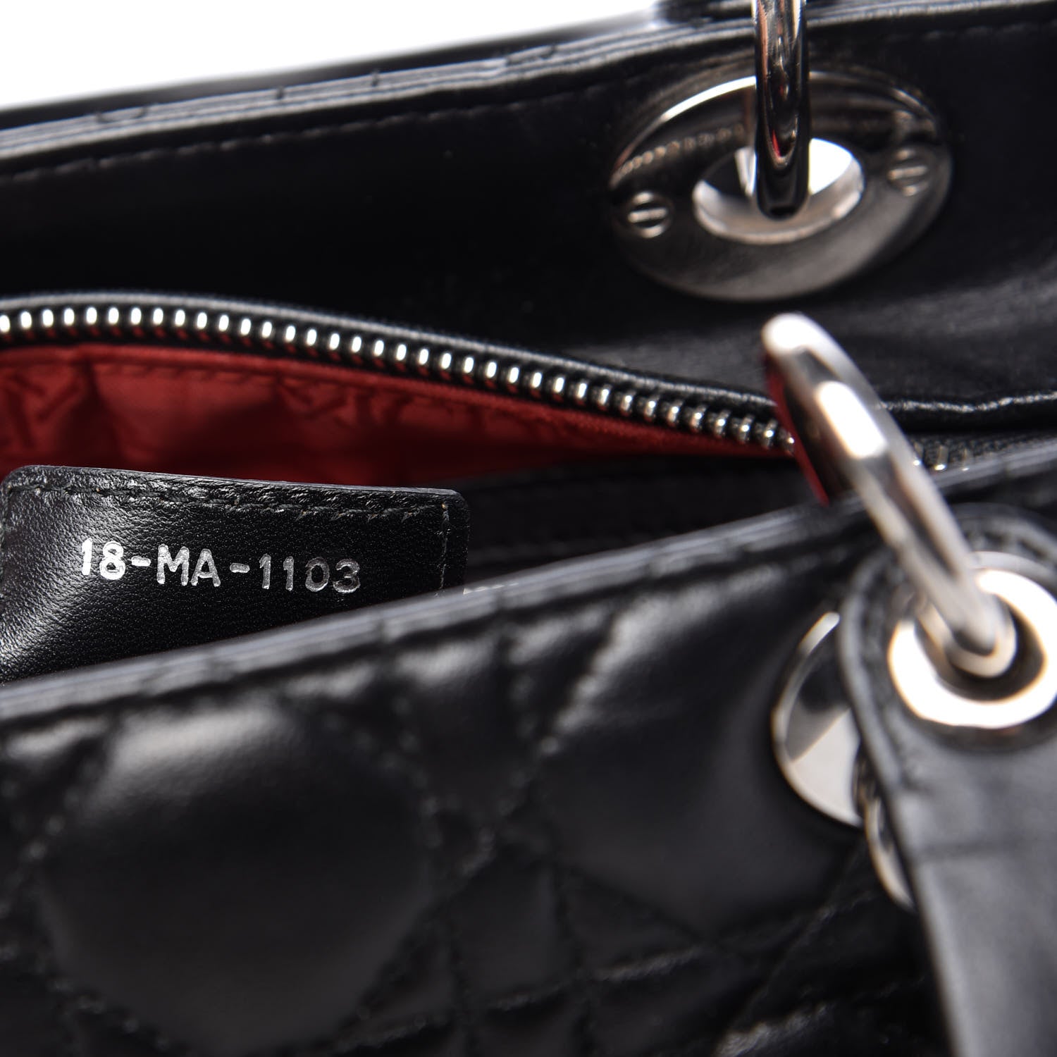 Christian Dior Lambskin Cannage Medium Lady Dior Black 9 of 10