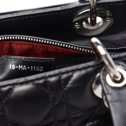 Christian Dior Lambskin Cannage Medium Lady Dior Black 9 of 10