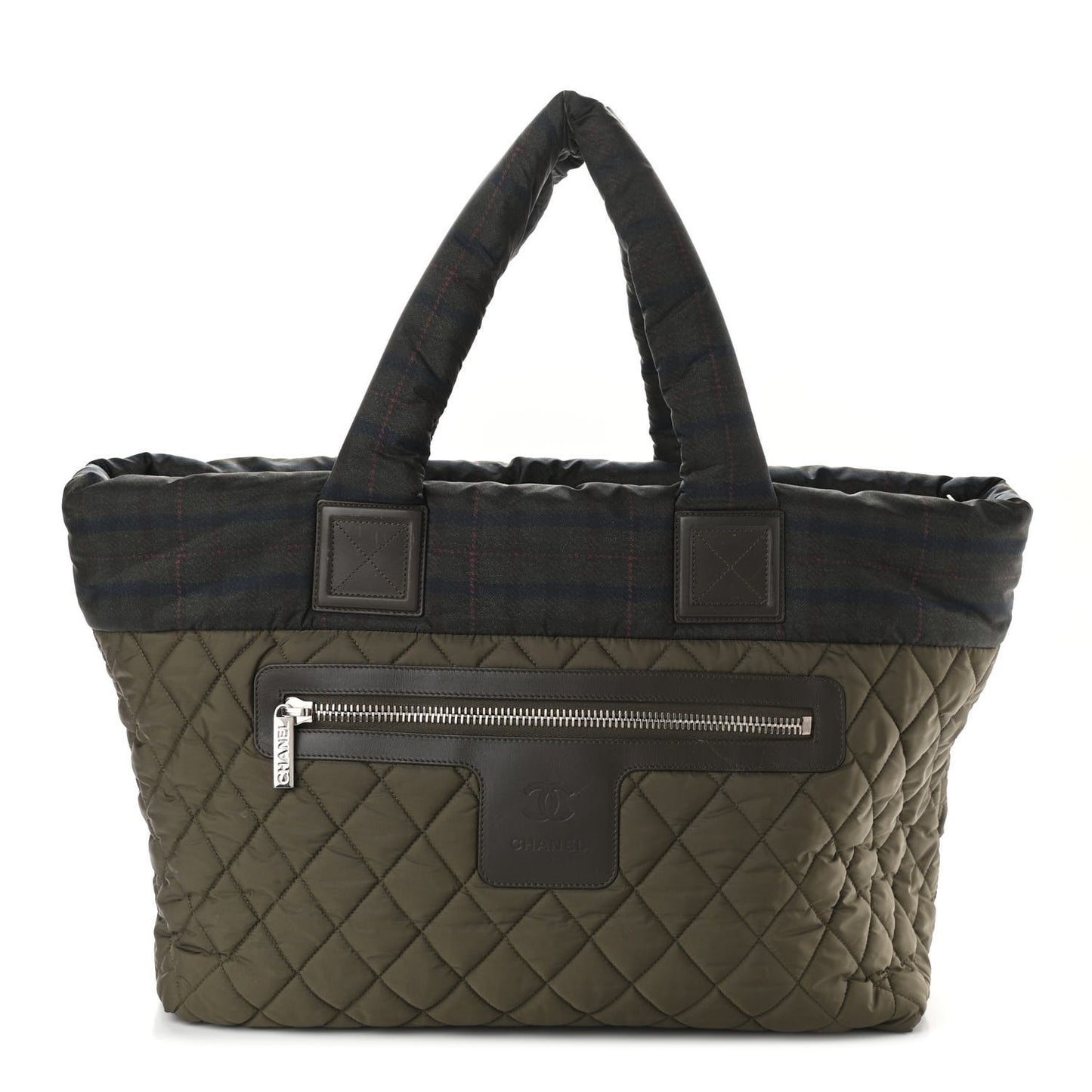 Nylon Quilted Large Coco Cocoon Tote Khaki
